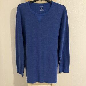 Sonoma Thermal Shirt Men's 3XB Big & Tall Blue Long Sleeve Cotton Crewneck